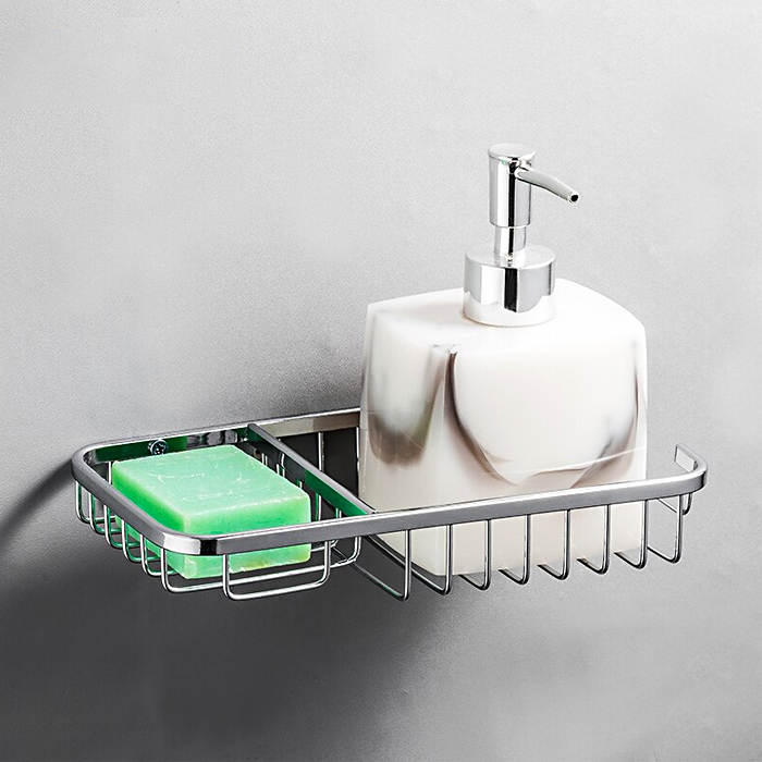 Полка с мыльницей метал.хром FRAP F337