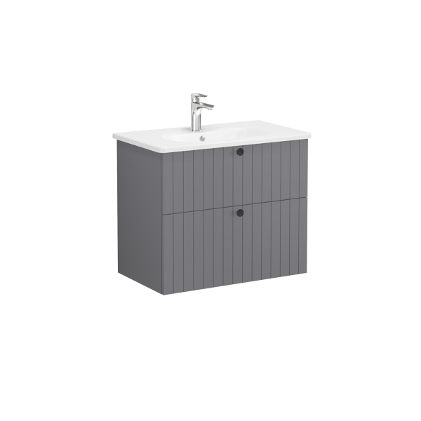 69438 Root Groove Тумба 80 см раковиной 2 ящика матовый серый VITRA