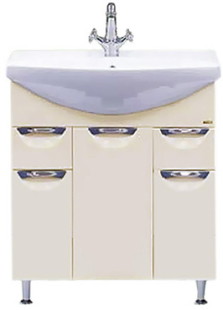 Тумба Орхидея - 75 с 2 ящ. (корзина) бежевая эмаль