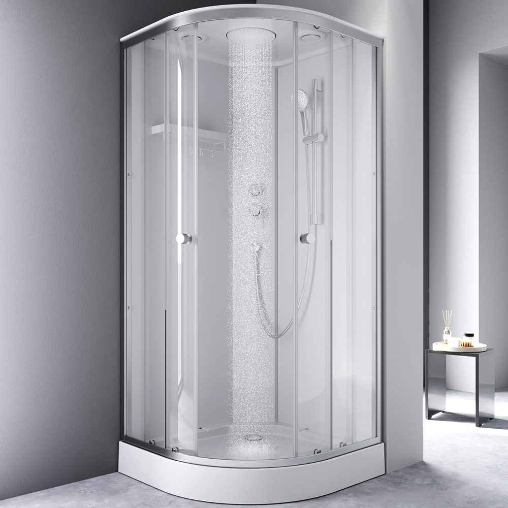X-Joy кабина душевая 90x90, 1/4 круга, профиль мат.хром, стекло прозрачное W94C-401-090MT