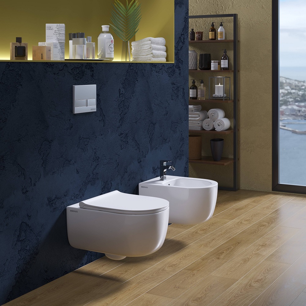 Унитаз BERGES подвесной EGO XL 54 см, сиденье дюропласт Toma Slim SO, микролифт, быстросъем