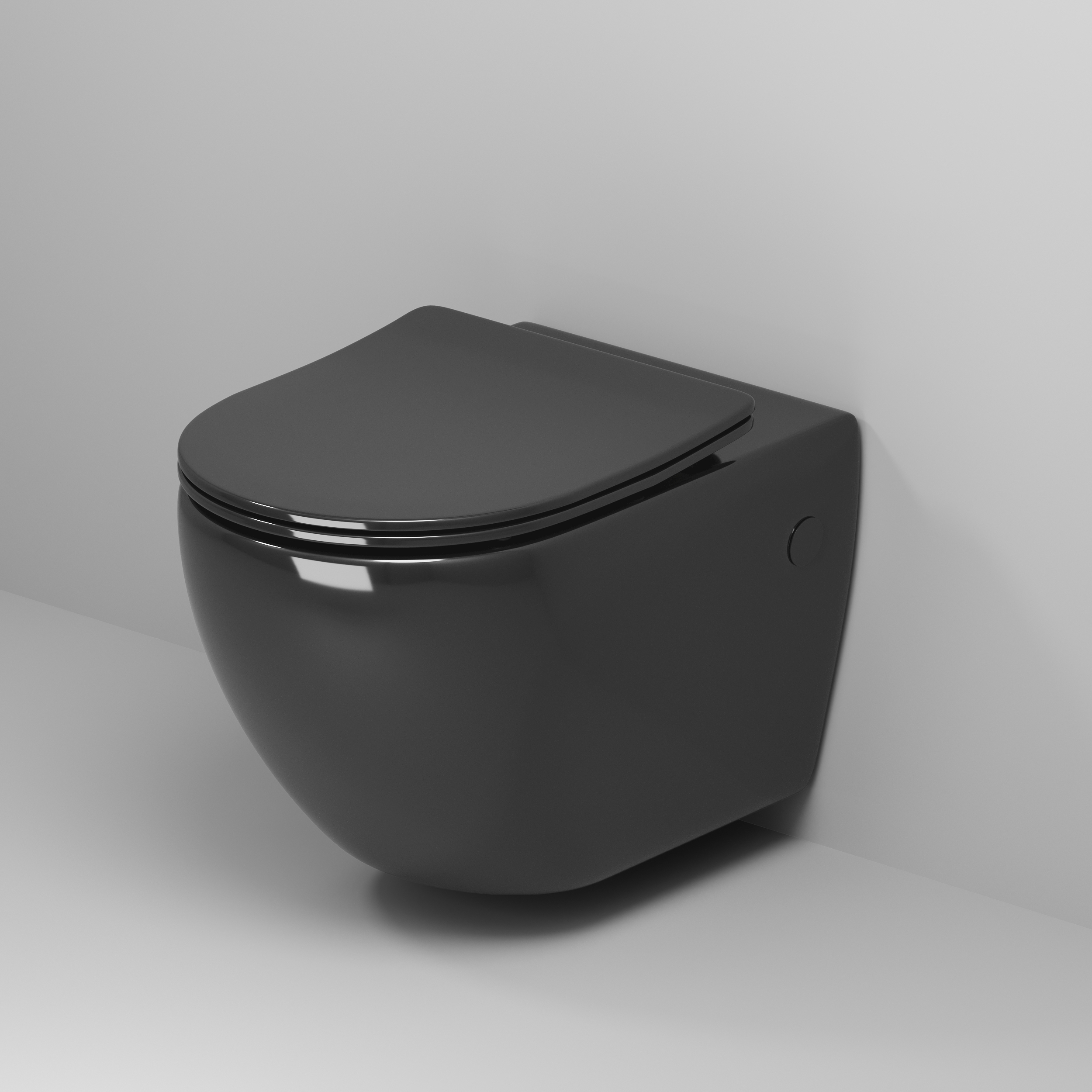 Унитаз подвесной Grossman Color GR-4411BS (560х360х350) безободковый,черный с тонкой крышкой