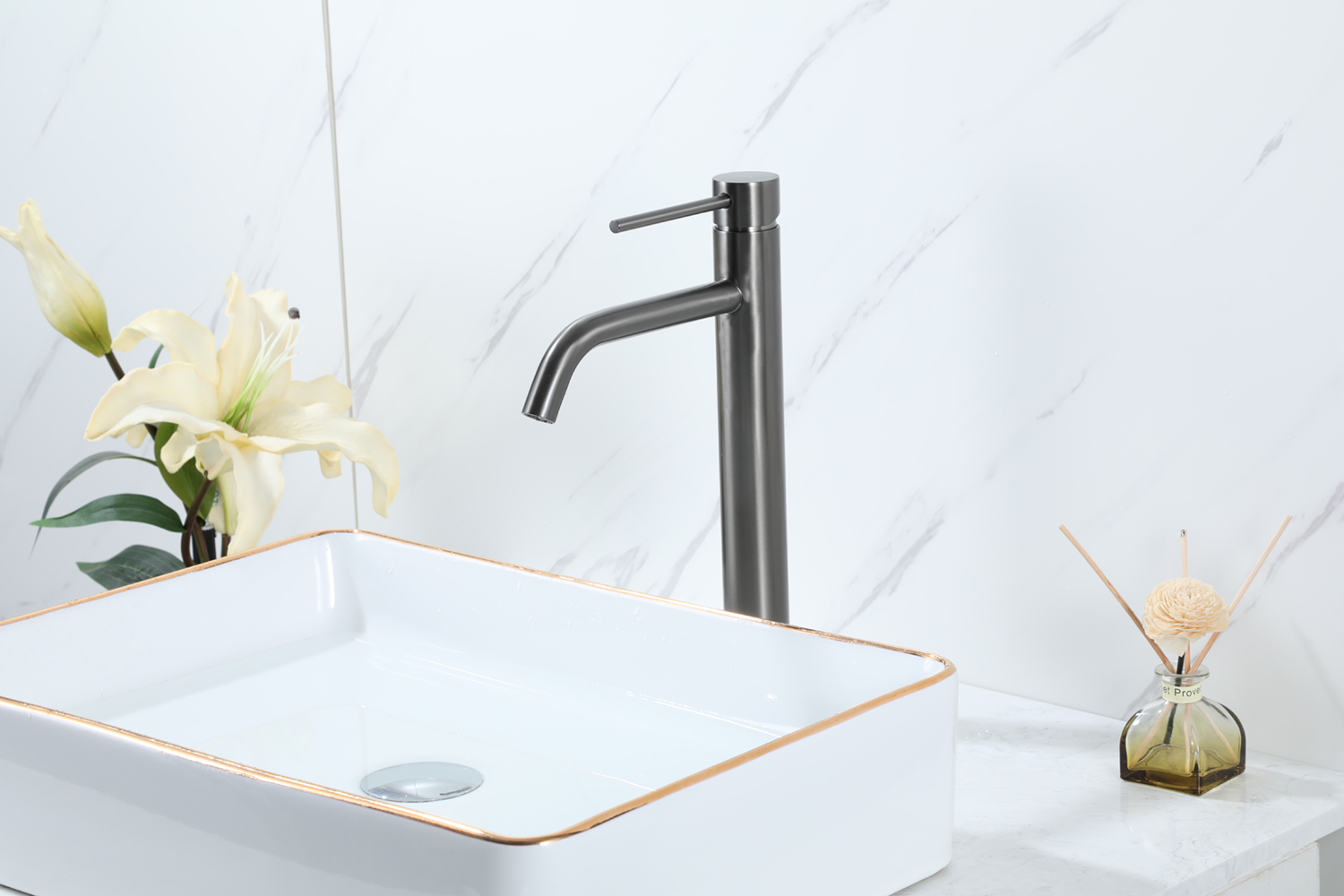 Смеситель для раковины высокий оружейная сталь FRAP F10807-29