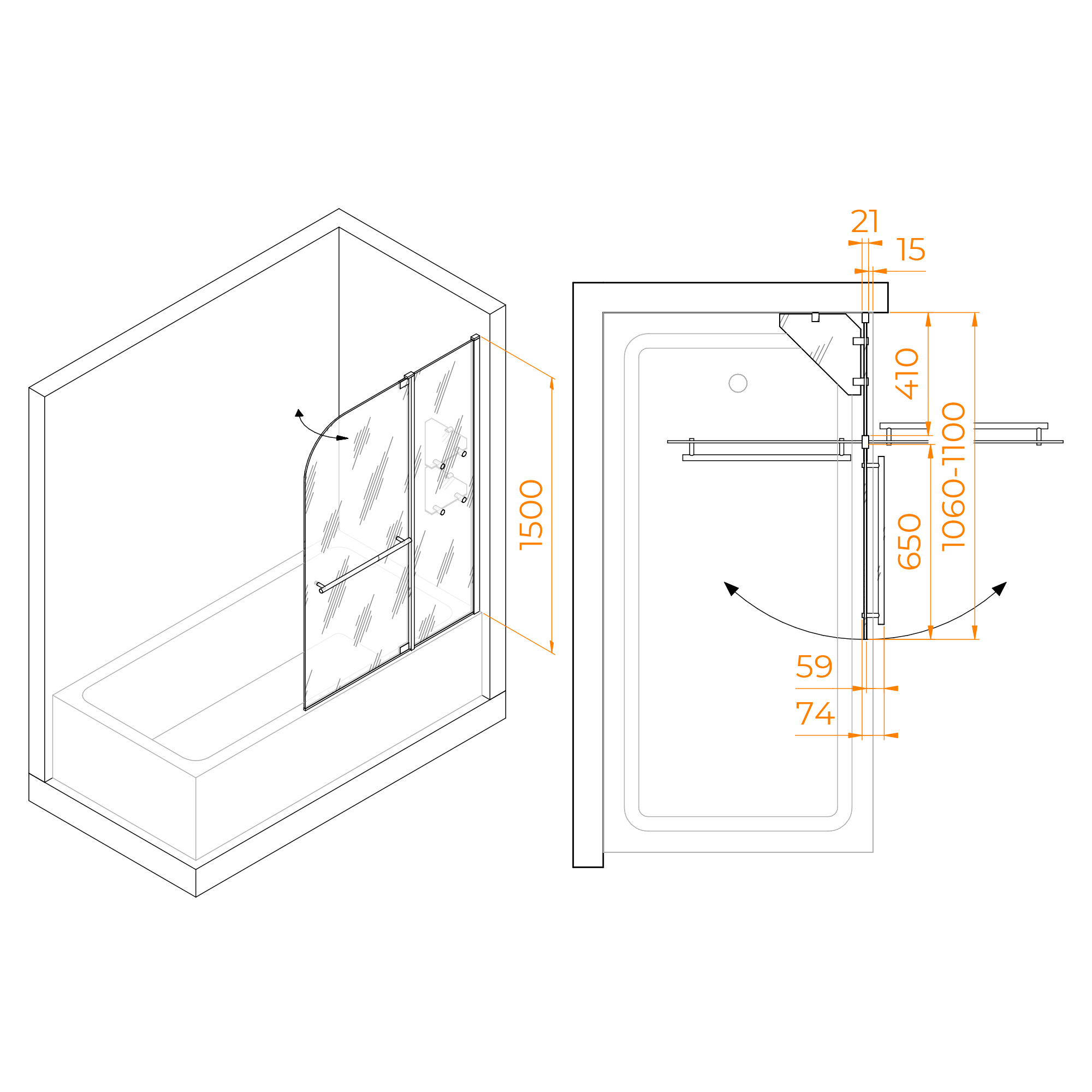 Шторка на ванну RGW SC-04 
