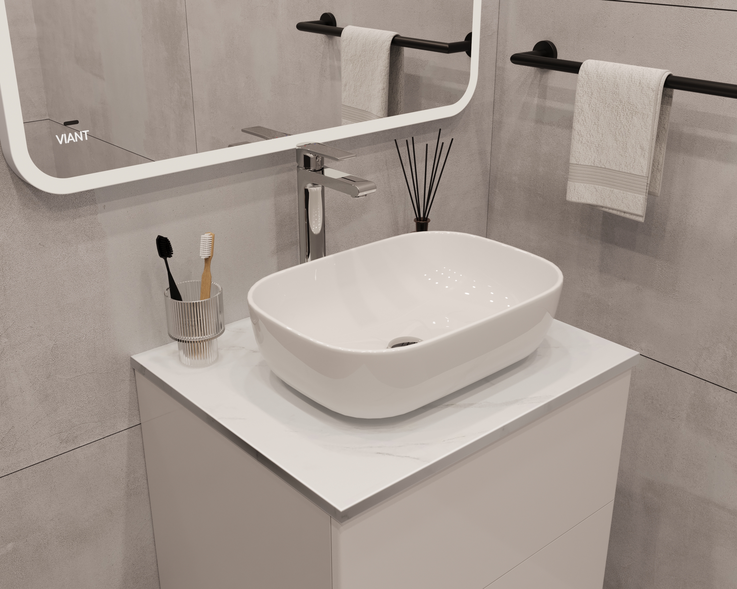 Столешница VIANT Neo белый мрамор 800х460 мм () VNEO80MRBEL-STMDF