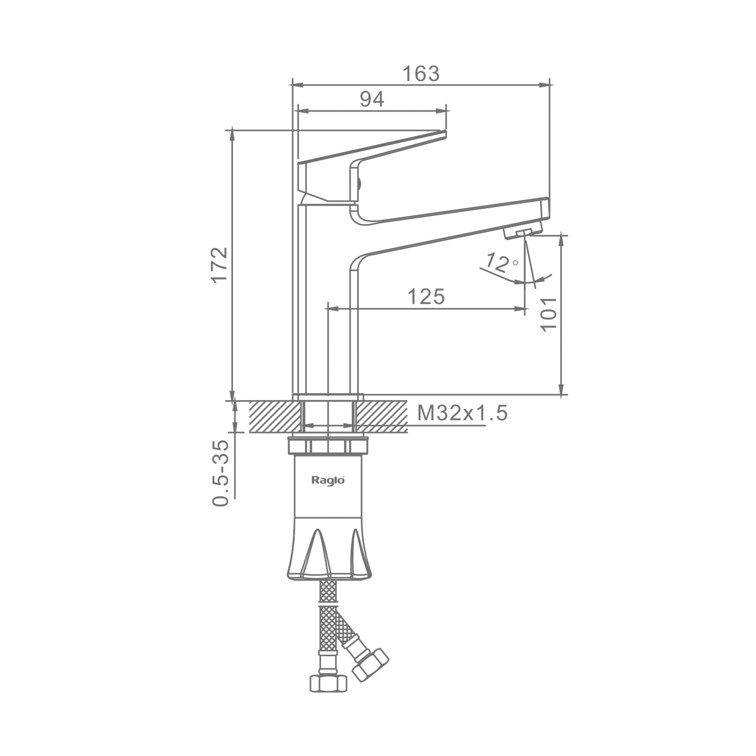 Смеситель Raglo для раковины монолитный, черный R30.10.06