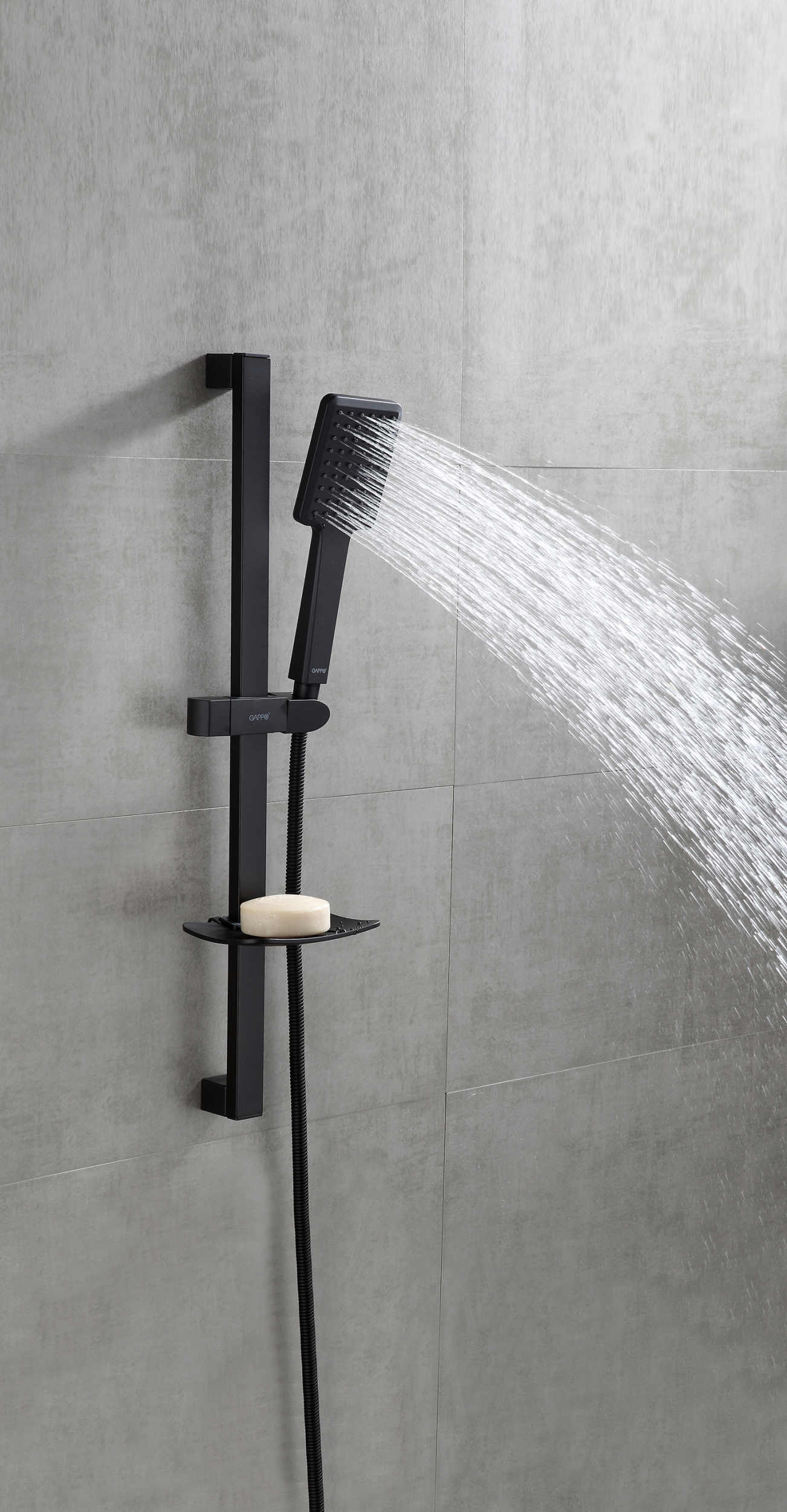 Душевой гарнитур с мыльницей черный GAPPO G8013