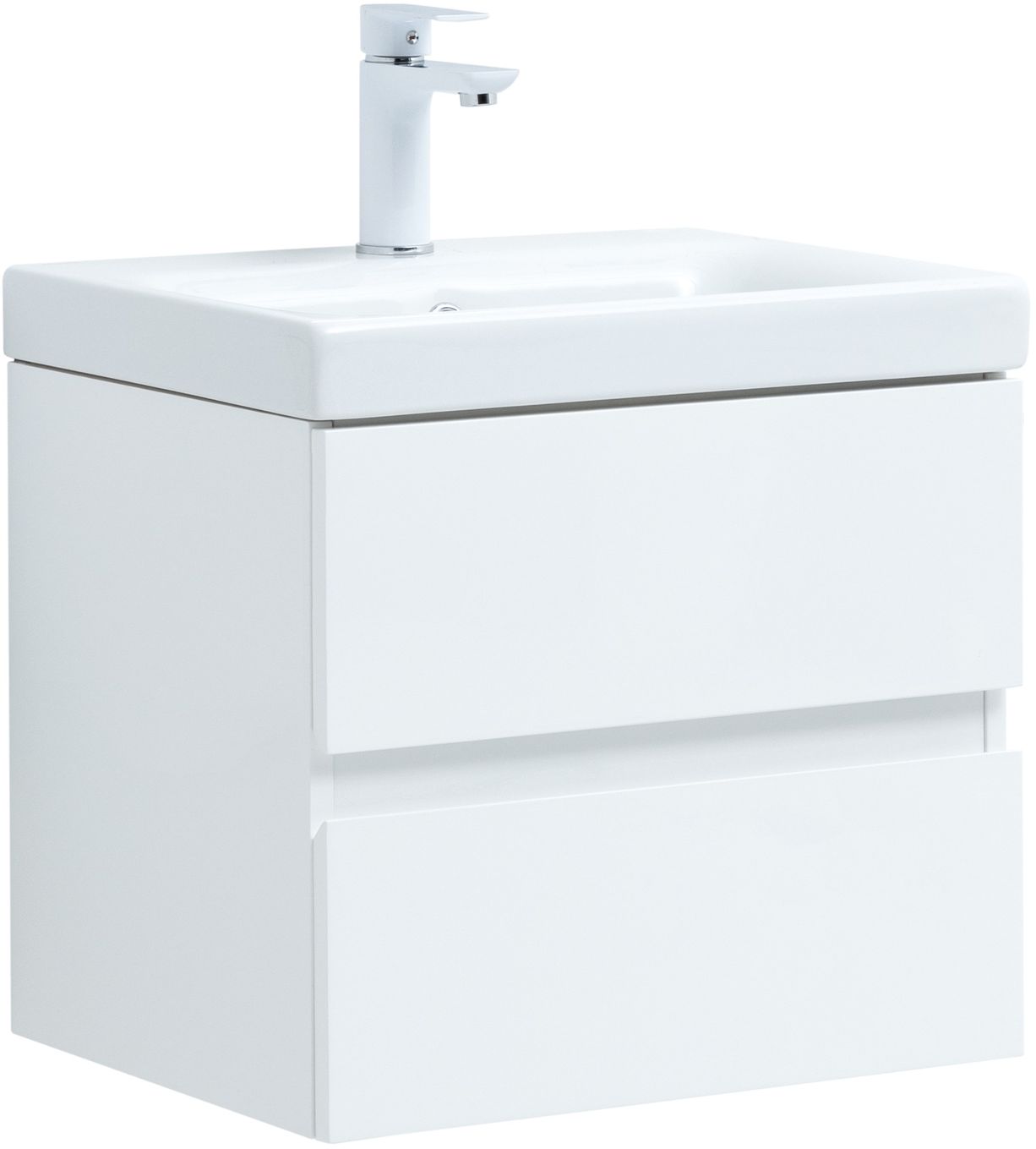 Тумба под раковину Aquanet Беркли 50 белый глянец (2 ящика)