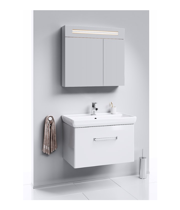 Подвесная тумба в белом глянцевом цвете с одним ящиком