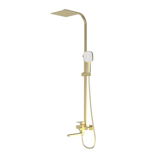 Душевая система Prohanss P30.24.03 для ванны и душа с тропическим душем поворотный излив 25см, золотой сатин