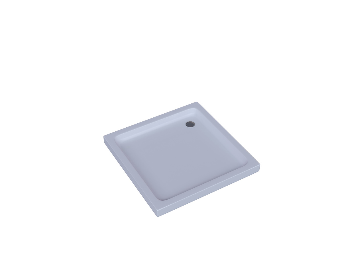 Душевой поддон (с ножками) из литого мрамора 90*90 квадратнаяный, гладкое дно