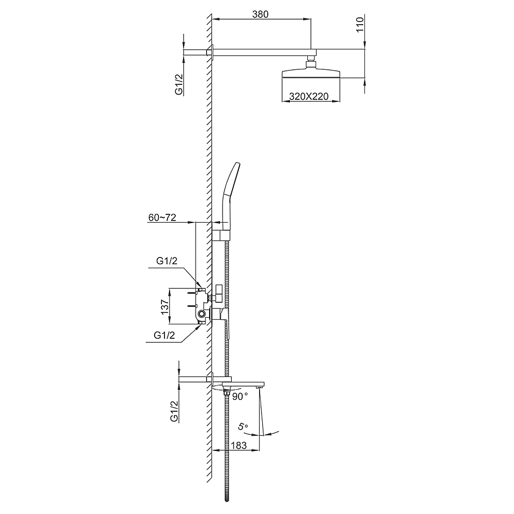 Встраиваемый смеситель для ванны с 3-функциями хром FRAP