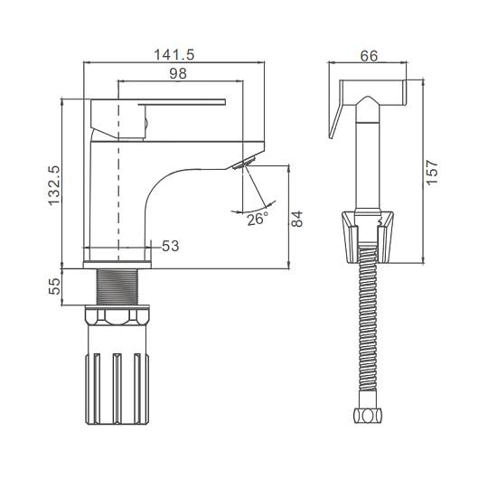Смеситель Prohanss P64.12.08 для раковины с гигиеническим душем монолитный, белый
