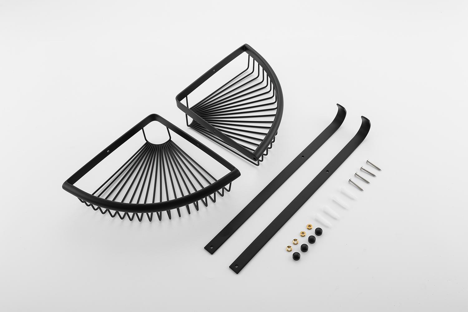 Полка 2-ярусная с крючками угловая чёрная FRAP F352-16