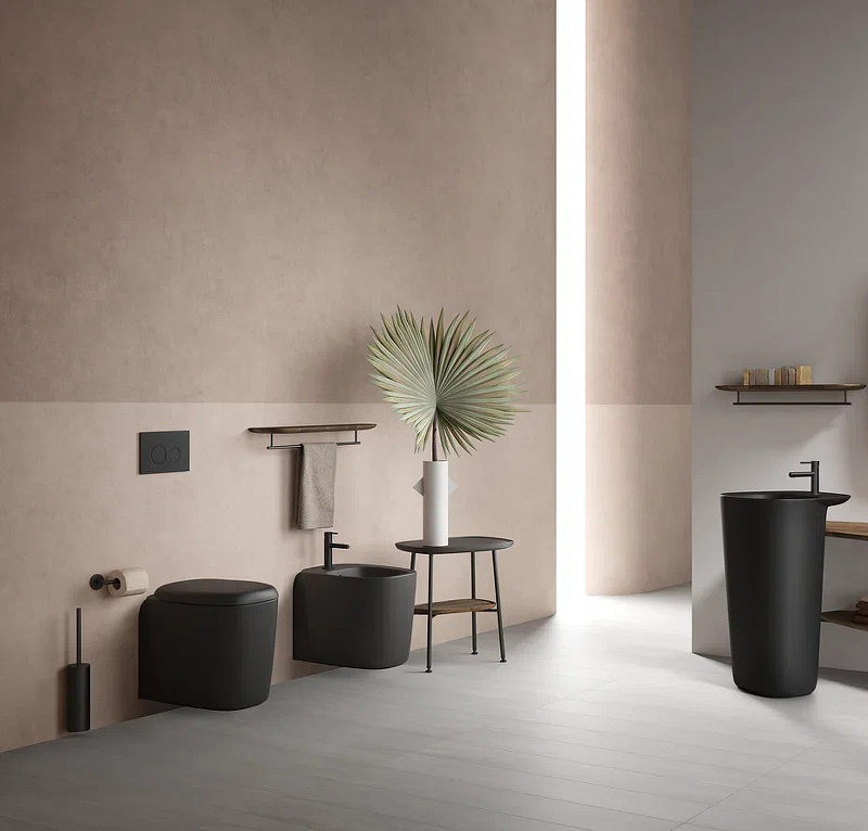 Унитаз безободковый подвесной Plural Rim-Ex  цвет матовый черный Vitra
