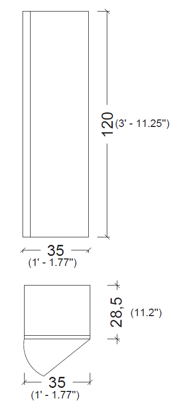 Пенал Vallessi 120*35*28,5cm Dark Oak