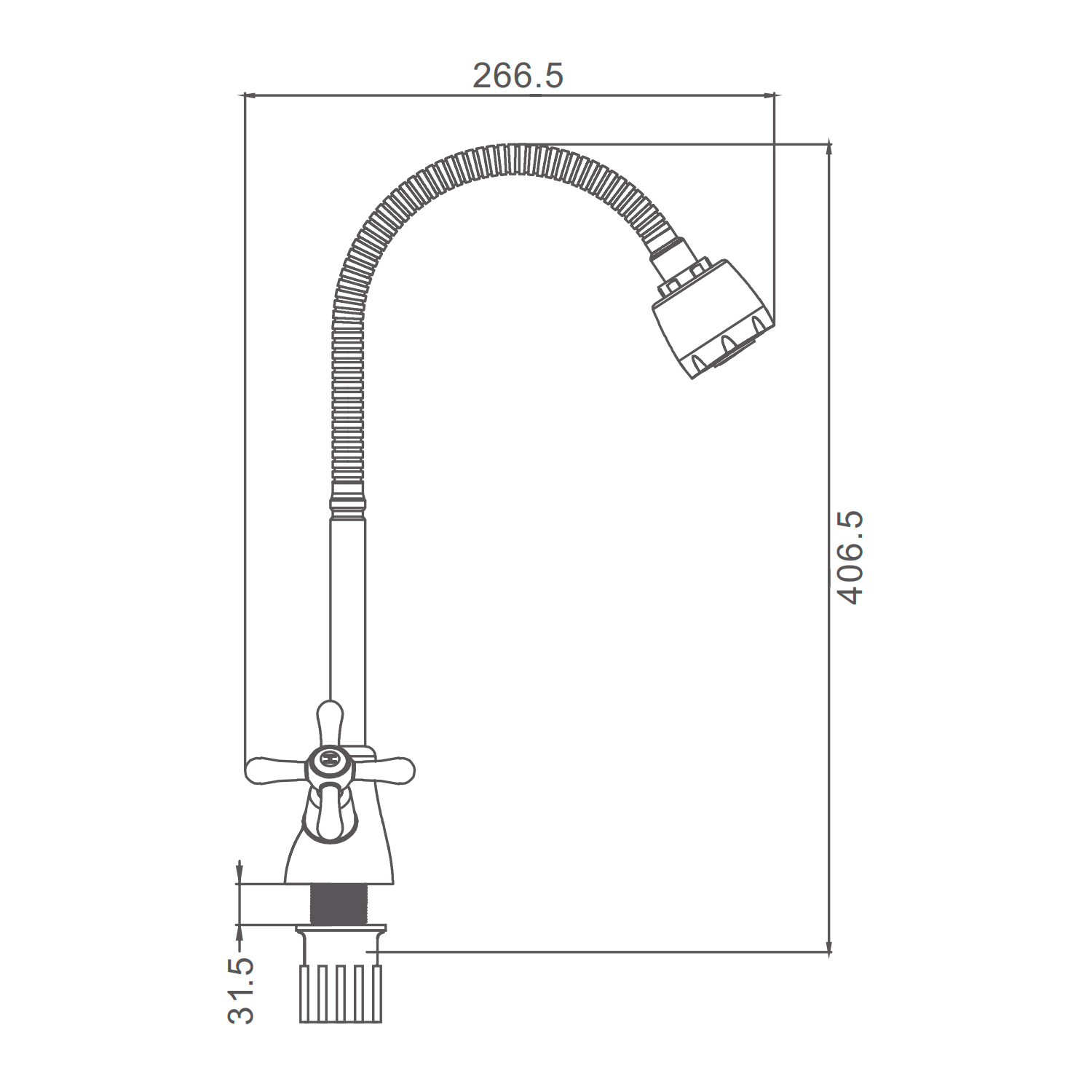 Смеситель Prohanss P10.43 для кухни вентильный гибкий излив, хром