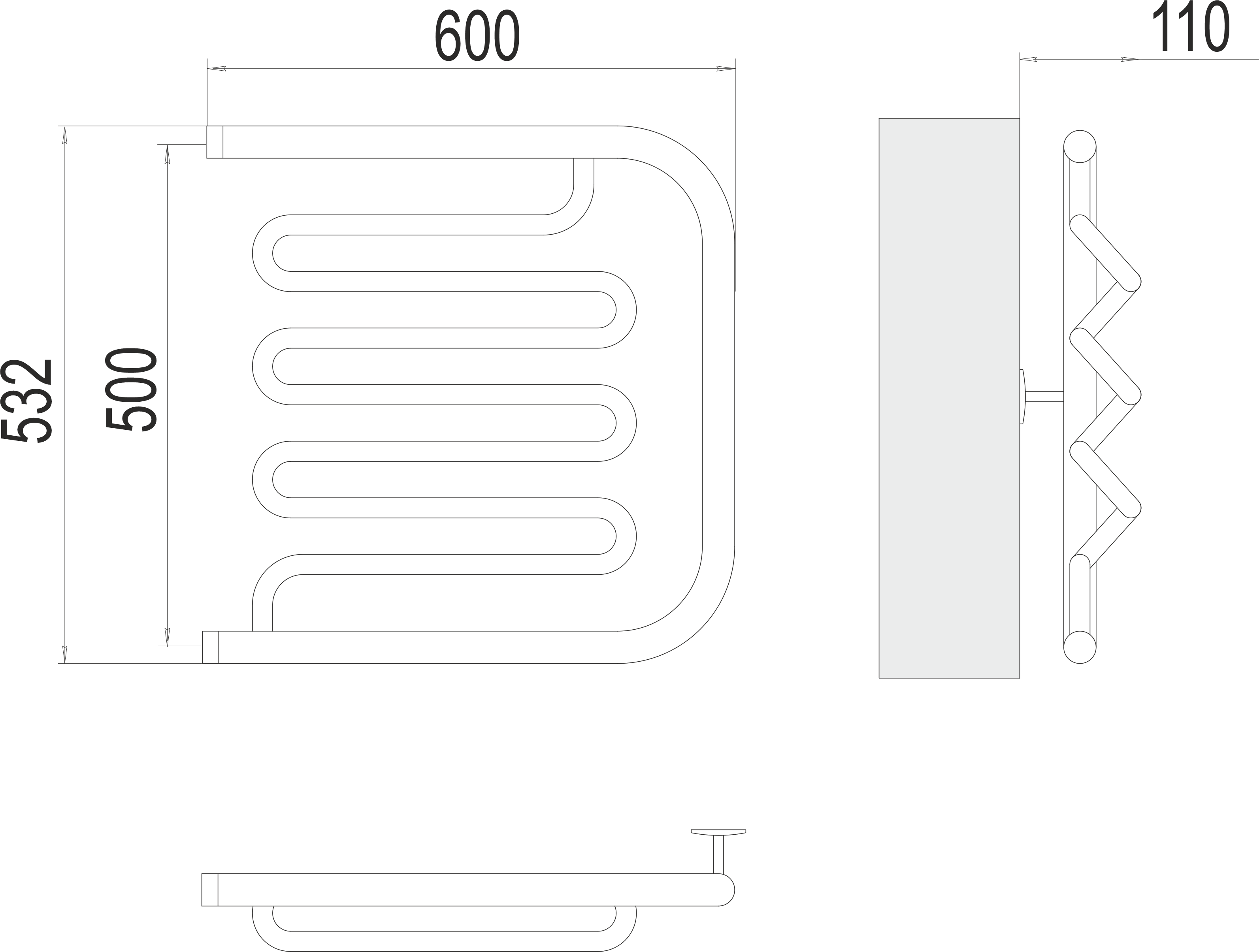Полотенцесушитель TERMINUS Фокстрот-Лиана AISI 500х600