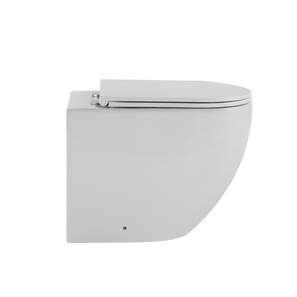 Унитаз ABBER Bequem AC1111TMW приставной белый матовый, безободковый, смыв торнадо