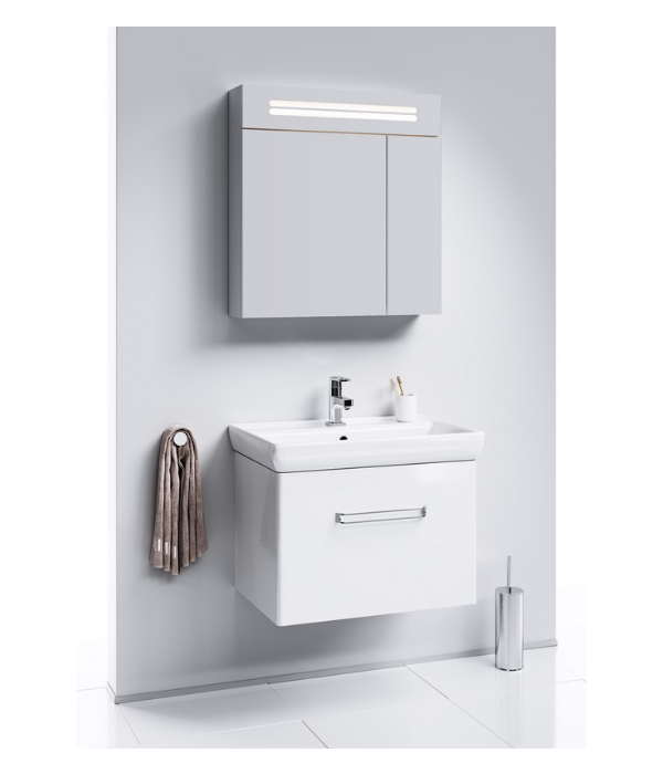 Подвесная тумба в белом глянцевом цвете с одним ящиком