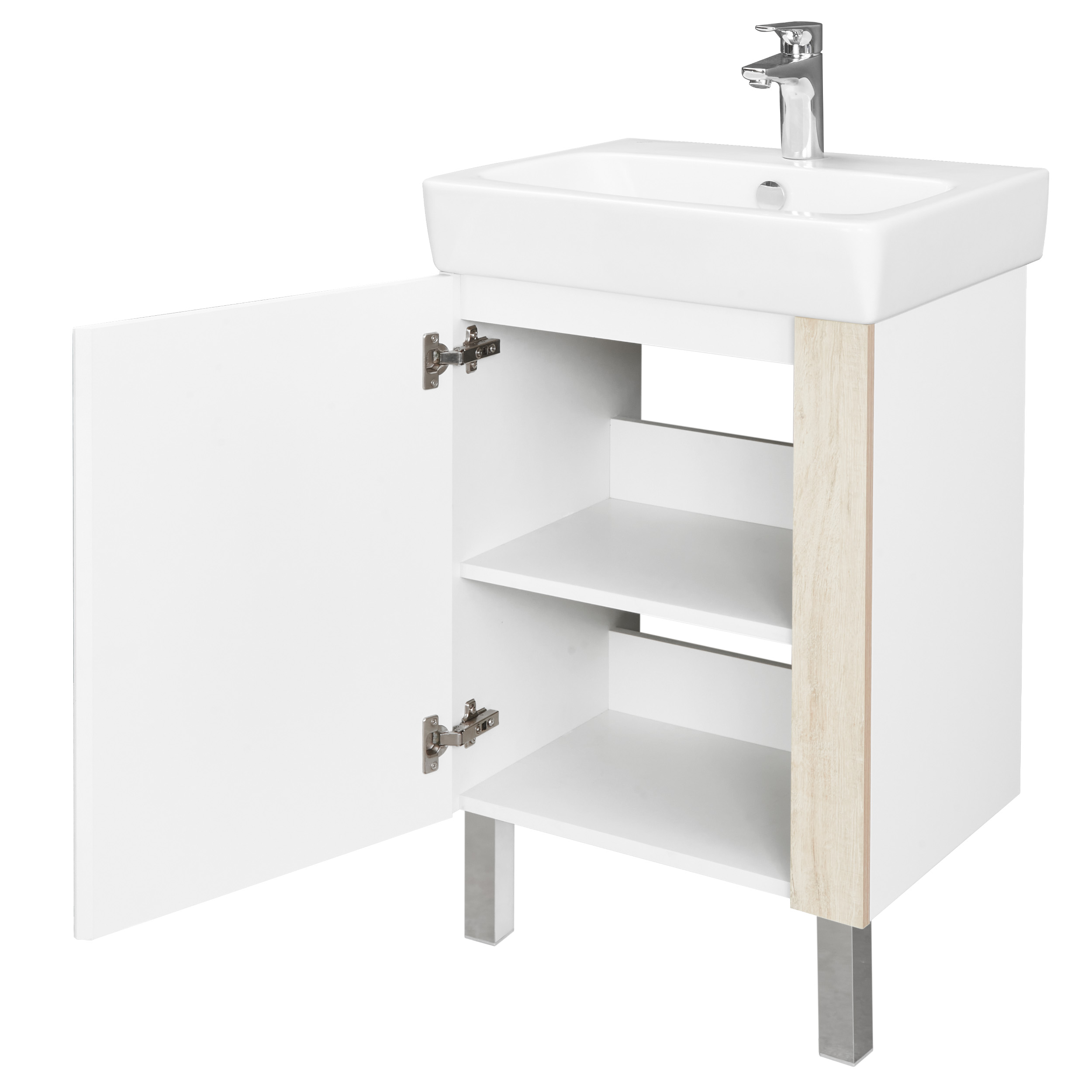 Тумба под раковину AQUATON Кантри 55 белый, дуб верона 1A257601AHB20