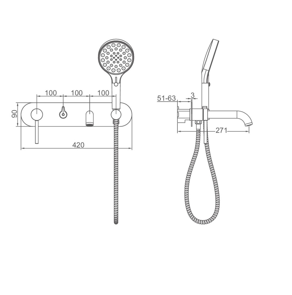 Встраиваемый смеситель для ванны и душа сатин золотой GAPPO G3306-3