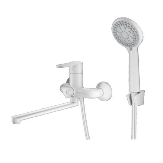 Смеситель Prohanss P64.22.08 для ванны и душа универсальный поворотный излив 30 см, белый