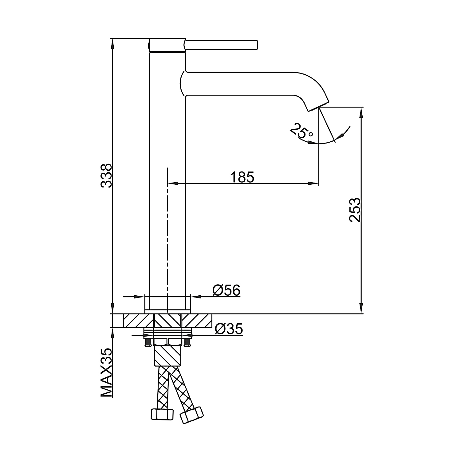 Смеситель высокий для раковины матовое розовое золото Gappo G1006-243
