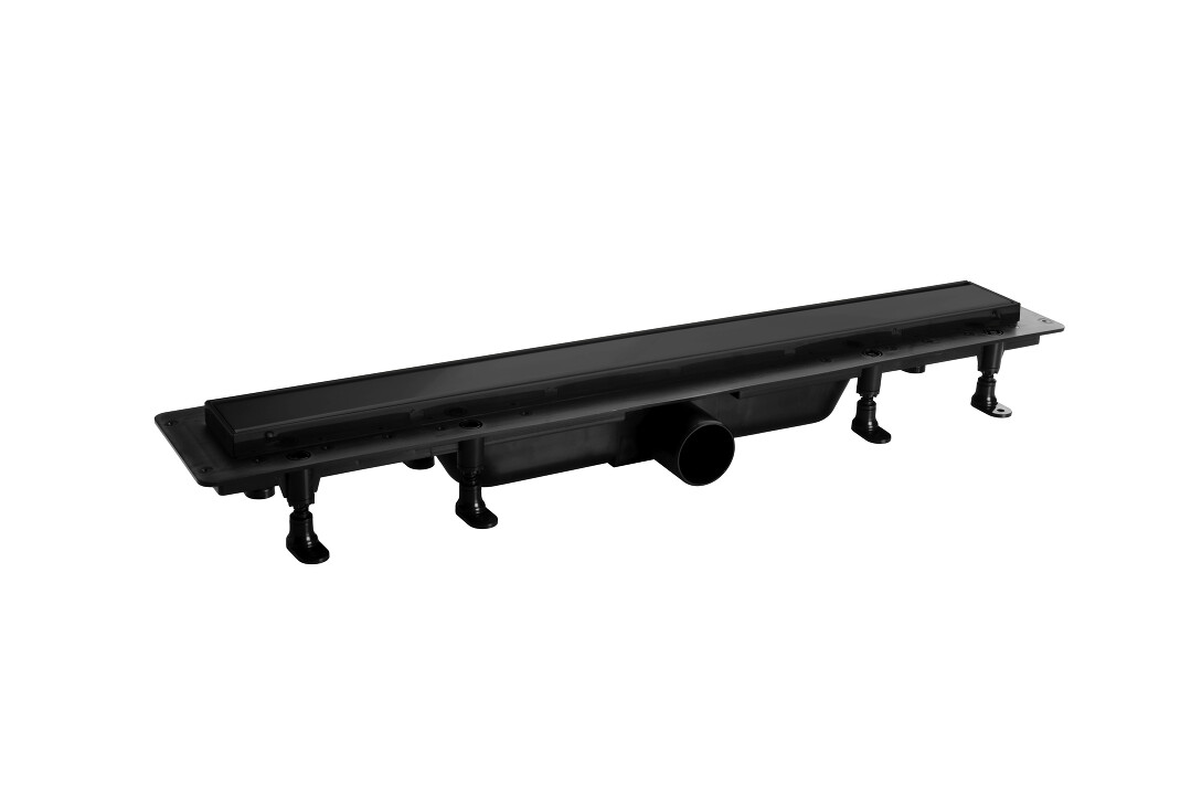 Душевой лоток комбинированный пластиковый с металической решеткой 2 in 1, черный, L=750 мм