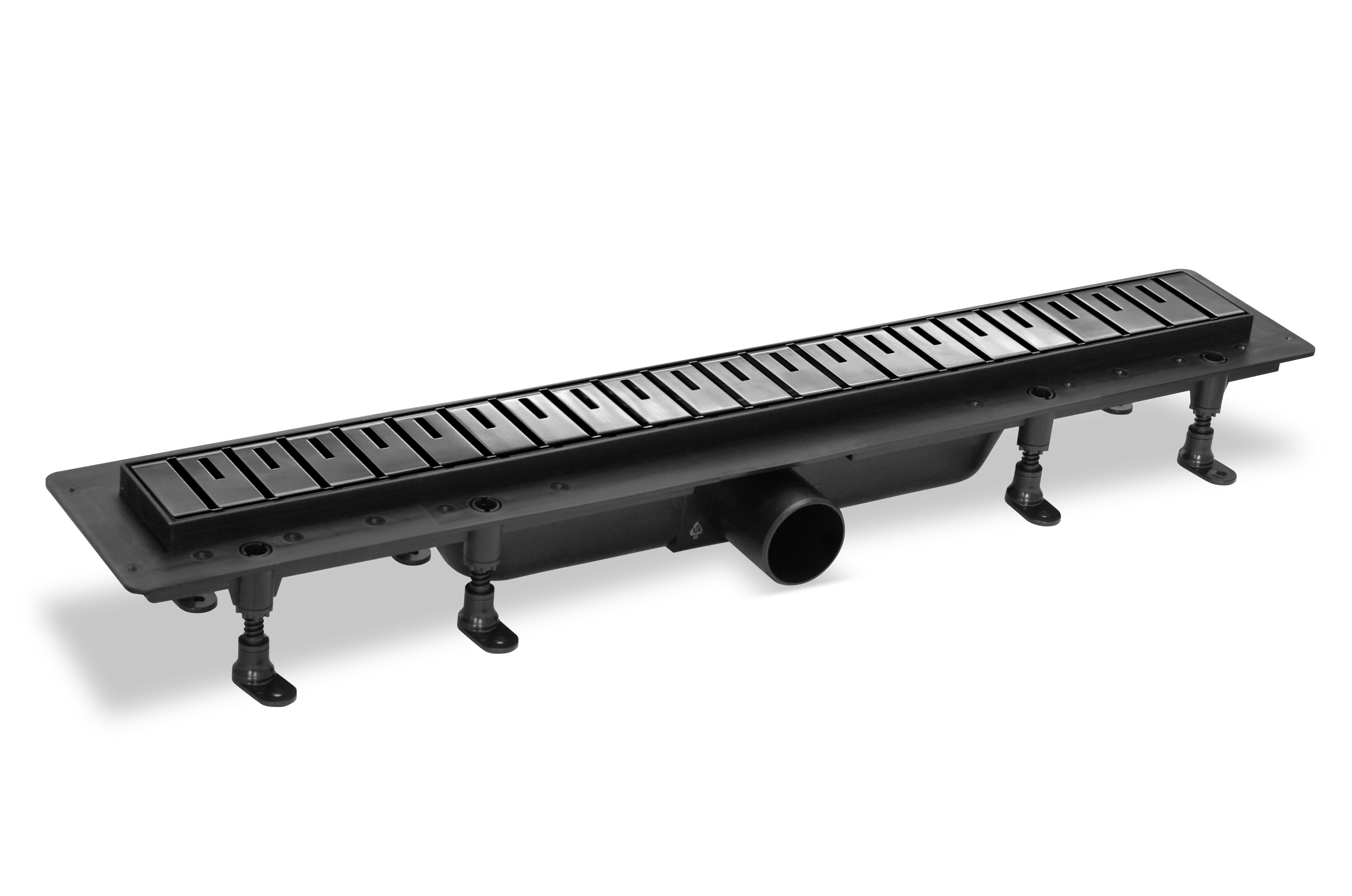 Душевой лоток комбинированный пластиковый с металической решеткой 2, оружейный металл, L=550 мм