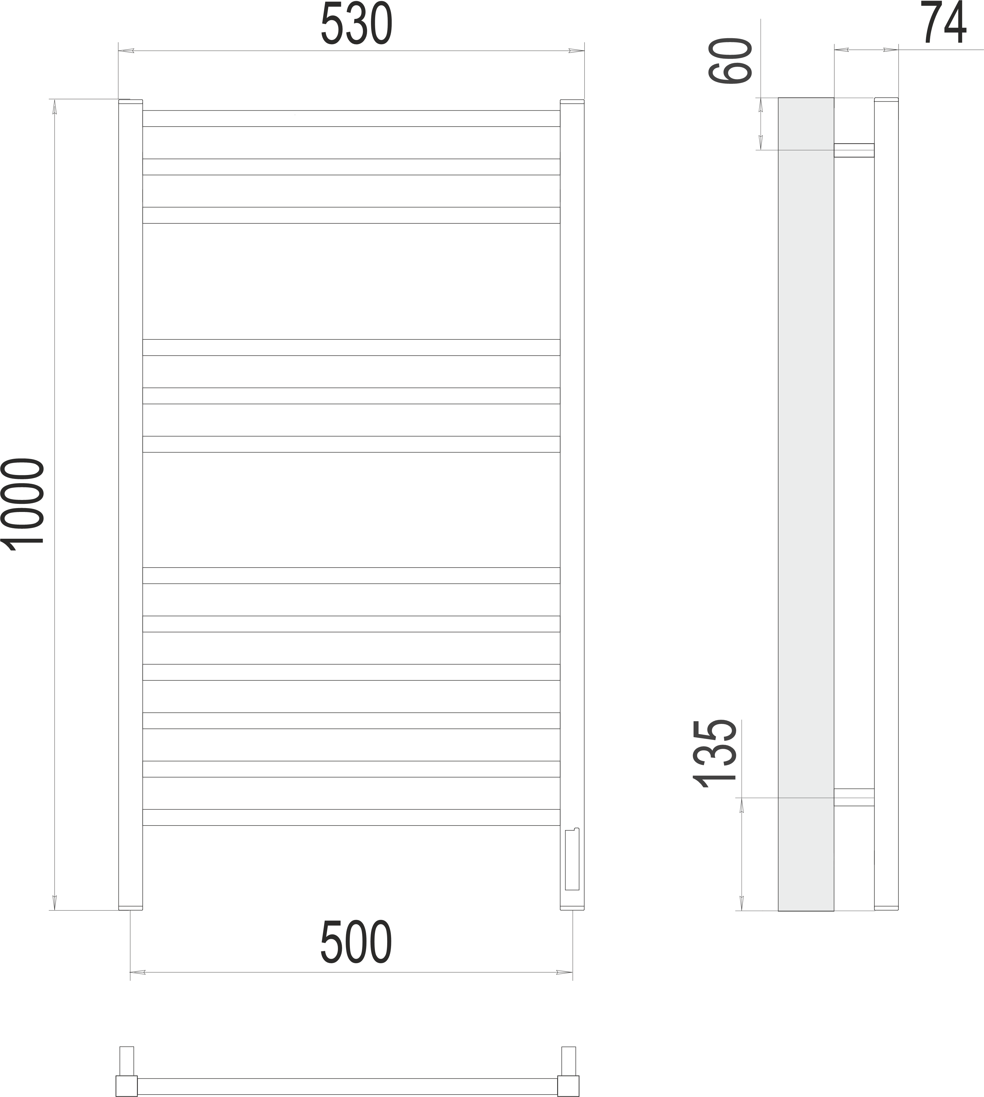 Полотенцесушитель TERMINUS Ватикан П12 500х1000 электро (sensor quick touch)  )