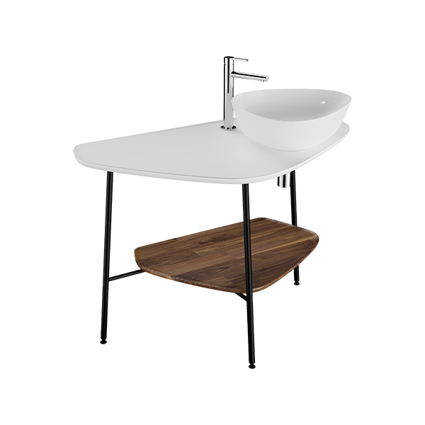 62581 Plural Столешница-консоль 100 см под раковину цвет матовый белый правая VITRA