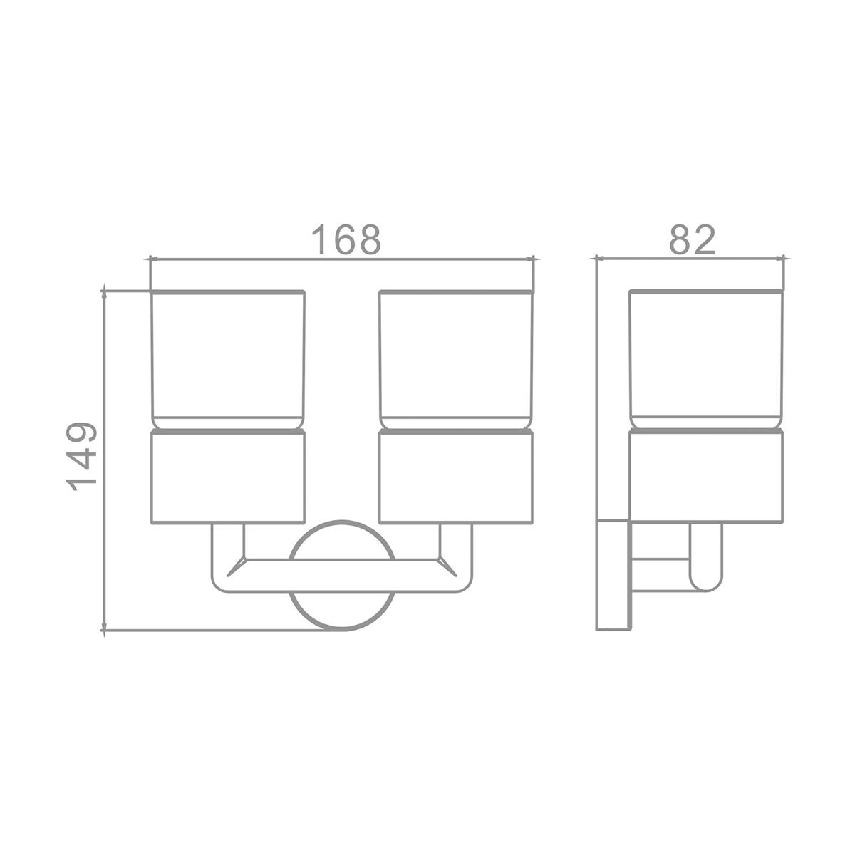 Стакан для зубных щеток с держателем Raglo R320.08.09 двойной,графит