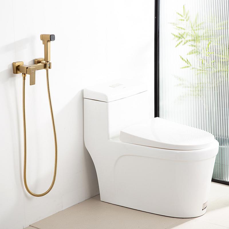 Смеситель для душа с гигиенической лейкой сатин золотой F7591-3