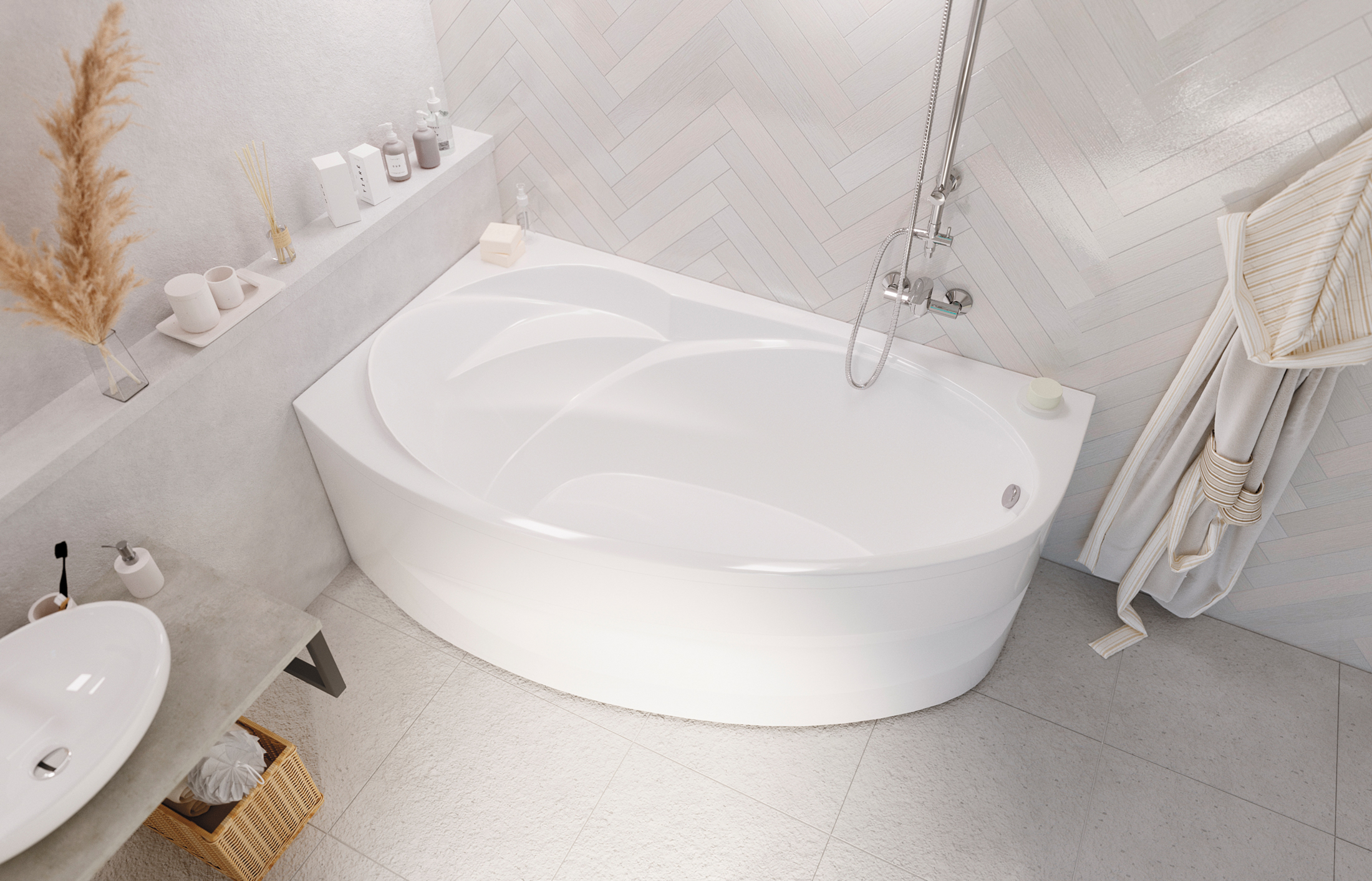 Ванна акриловая Marka One JULIANNA 160х95 Асимметричная белая Правая 01дж1695п