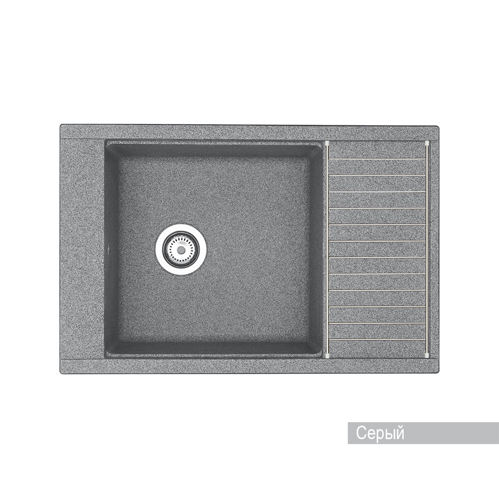 Мойка для кухни AQUATON Делия 78 прямоугольная с крылом серая 1A715132DE230