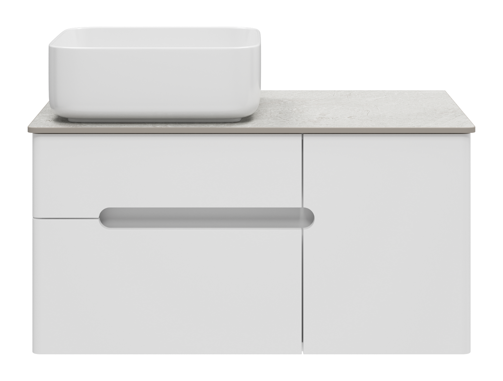 Тумба под раковину Misty Роял 80 подвесная (белая) со столешницей и раковиной