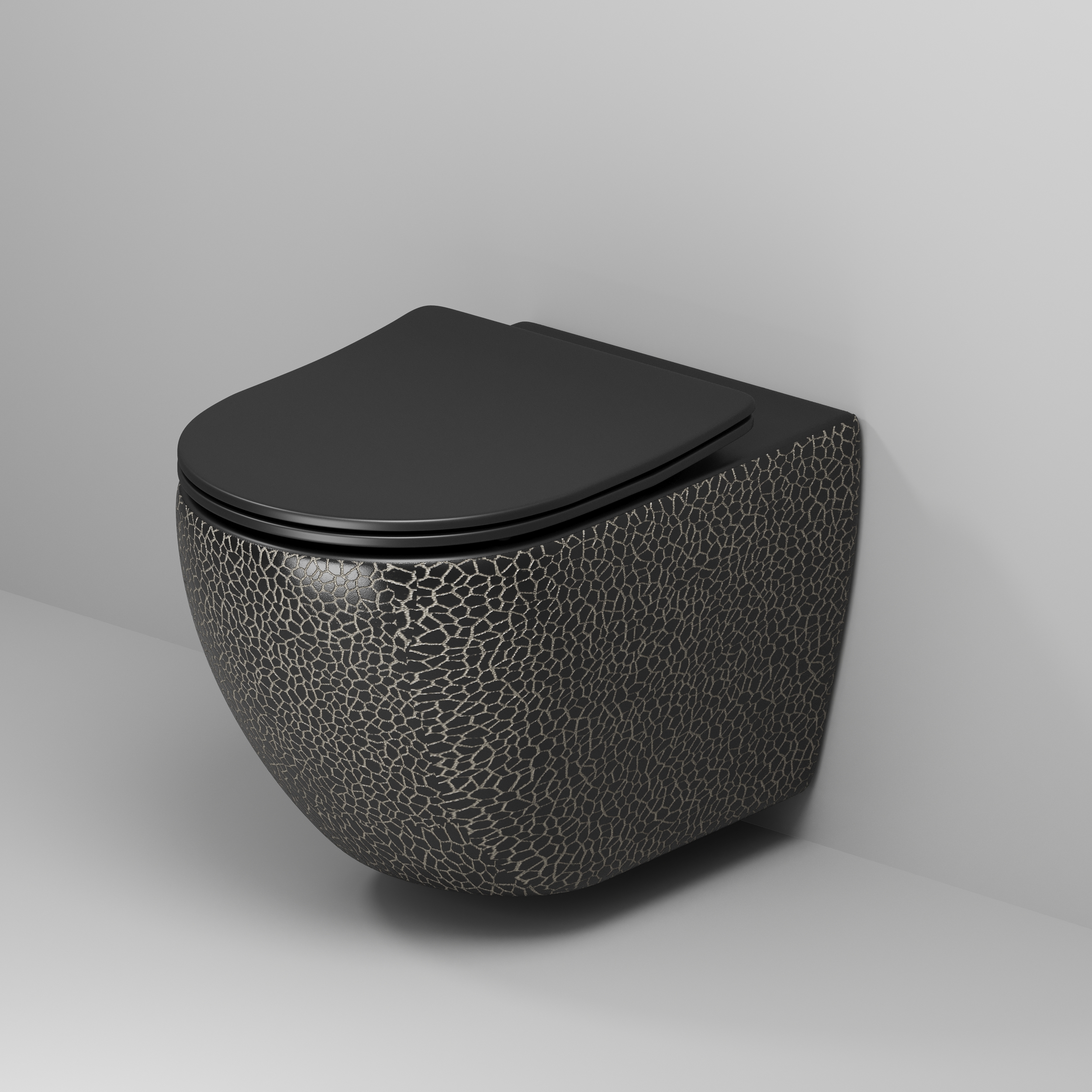 Унитаз Color (550х365х395)черный подвесной безободковый GR-4411BBLS