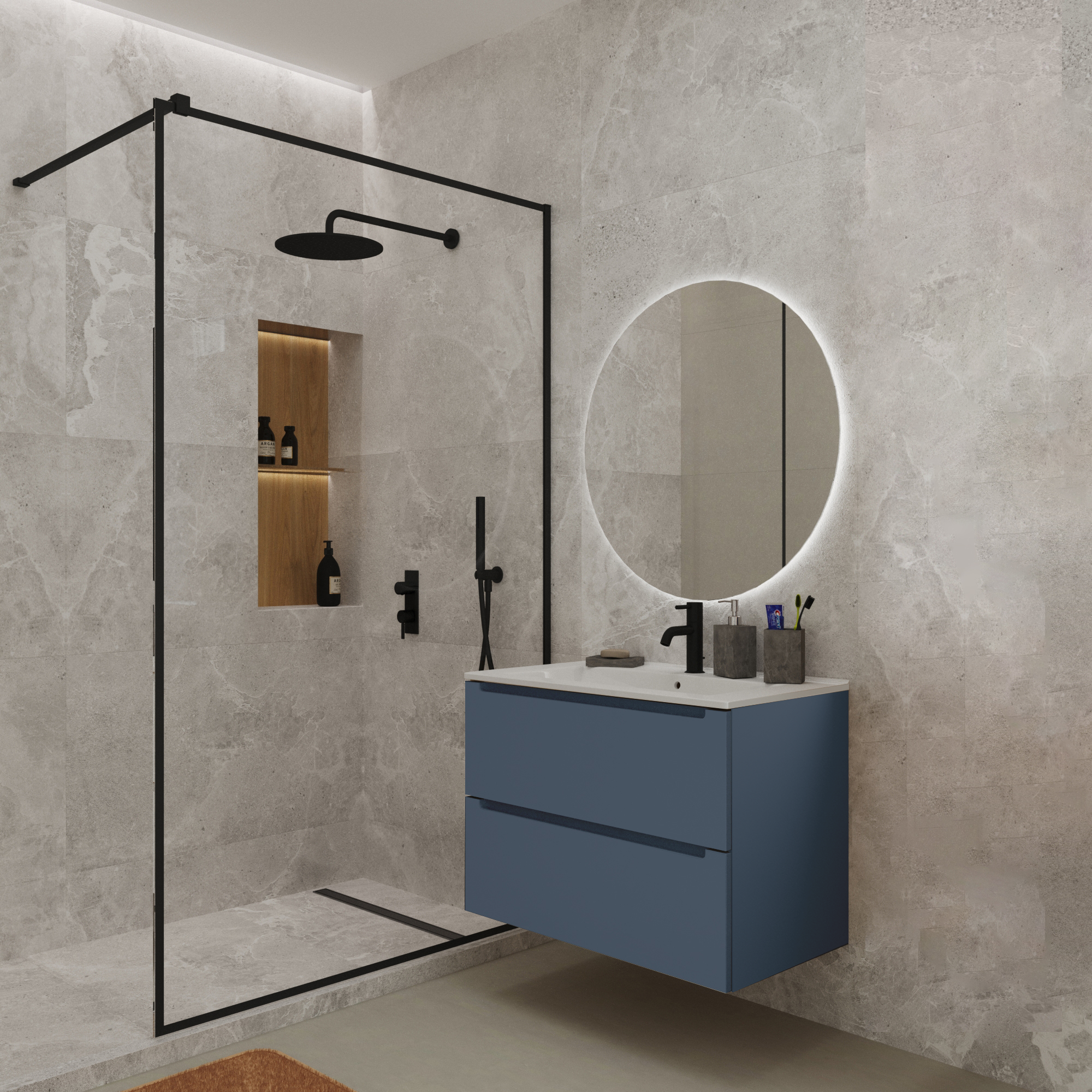 Тумба под раковину/столешницу Дион 60 Серо-синий