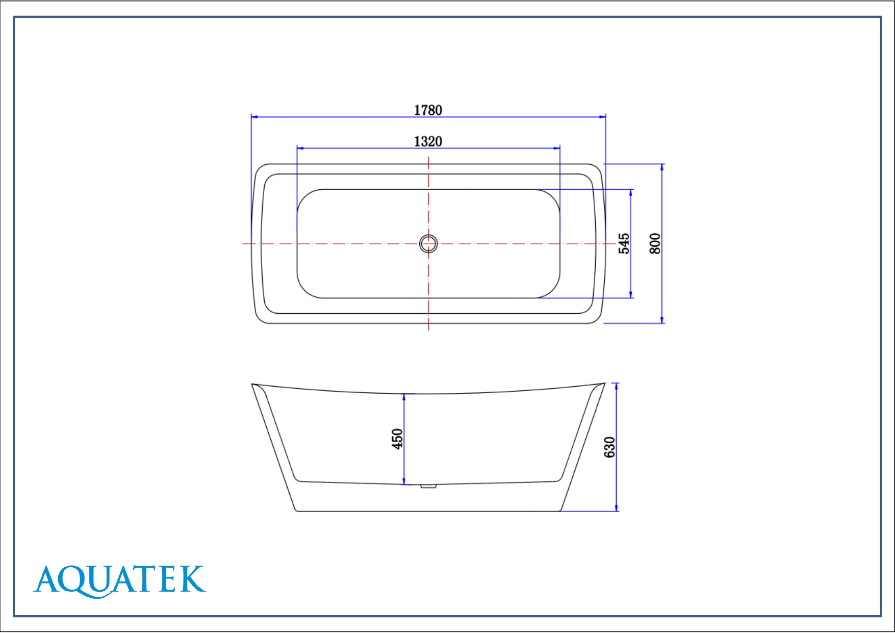 Ванна акриловая,отдельностоящая, AQUATEK ВЕРСА 1780*800*630. В Комплекте со сливом и ножками.Цвет: белый глянцевый. AQ-4880