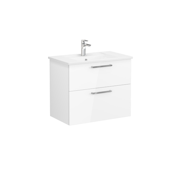 66306 Root Тумба 80 см с раковиной 2 ящика глянцевый белый VITRA