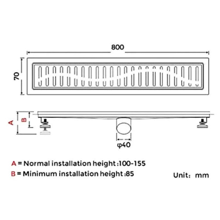 Трап из нержавеющей стали 70*800 золото GAPPO G88007-33