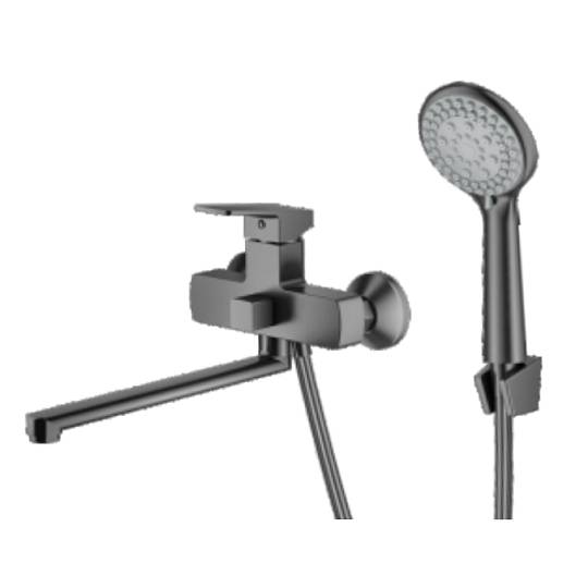 Смеситель Prohanss P60.22.09 для ванны и душа универсальный поворотный излив 30 см, графит