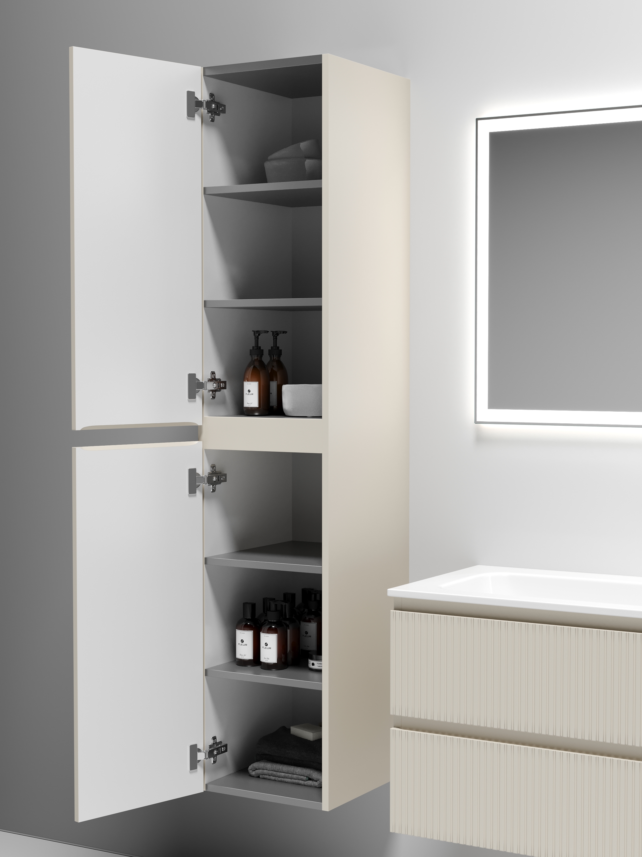 Шкаф-пенал Sancos Сноб T / Snob T PSNT35CE 35x35x165 бежевый матовый / beige soft