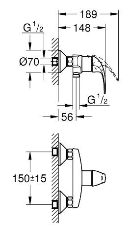 Смеситель для душа BauCurve, хром 23631000