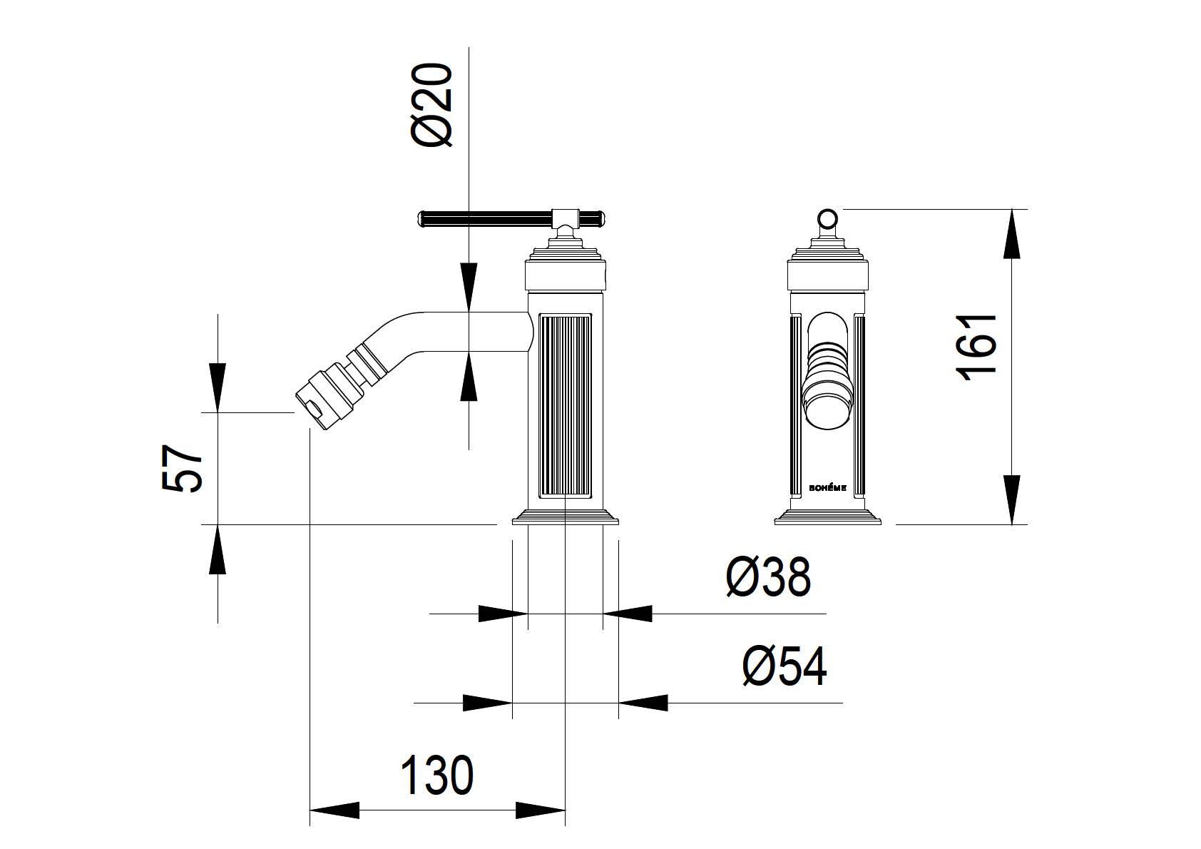 Смеситель для биде ETERNA GUN METAL