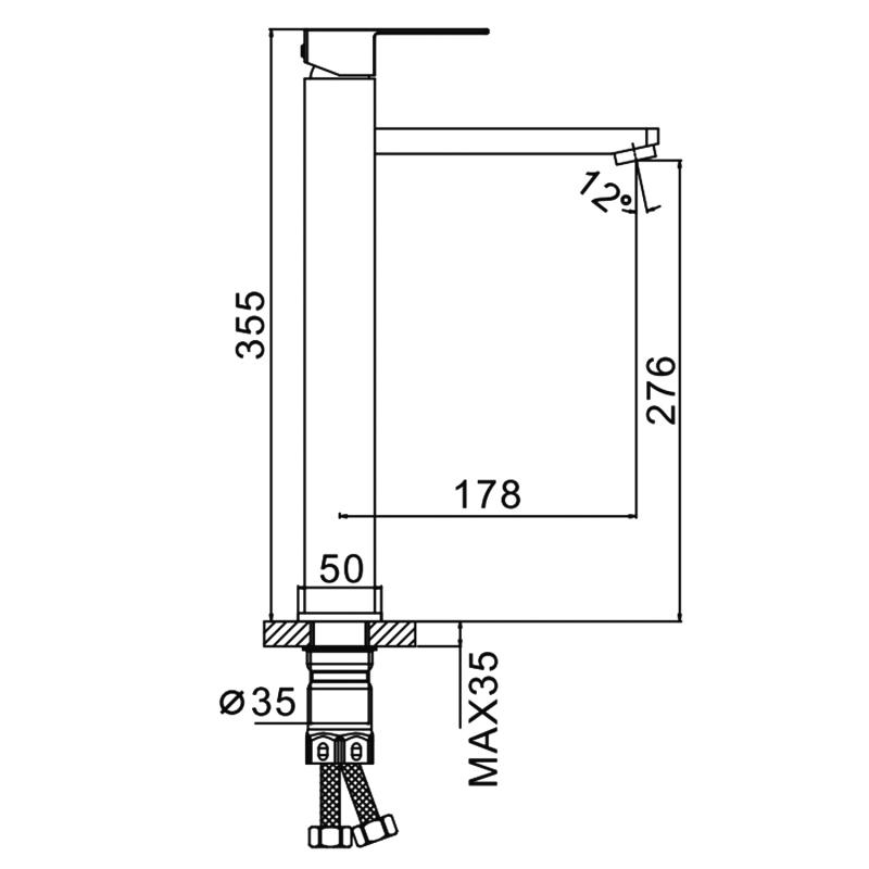 Смеситель высокий для раковины оружейная сталь Frap F10802-29
