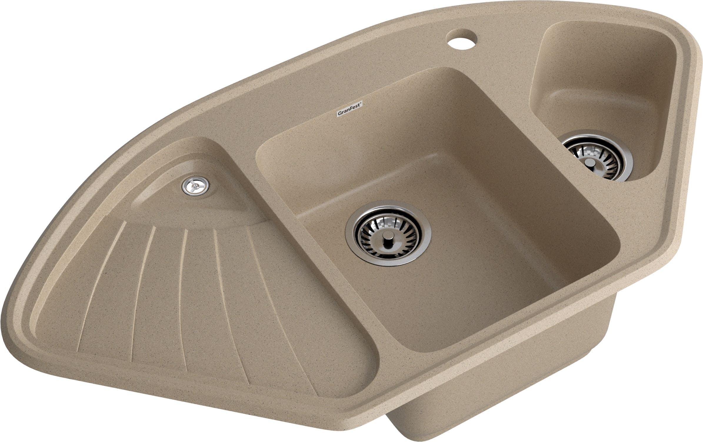 GRANFEST Мойка композит CORNER  GF-C--1040E угловая 1039*560мм  песочный арт.GF-