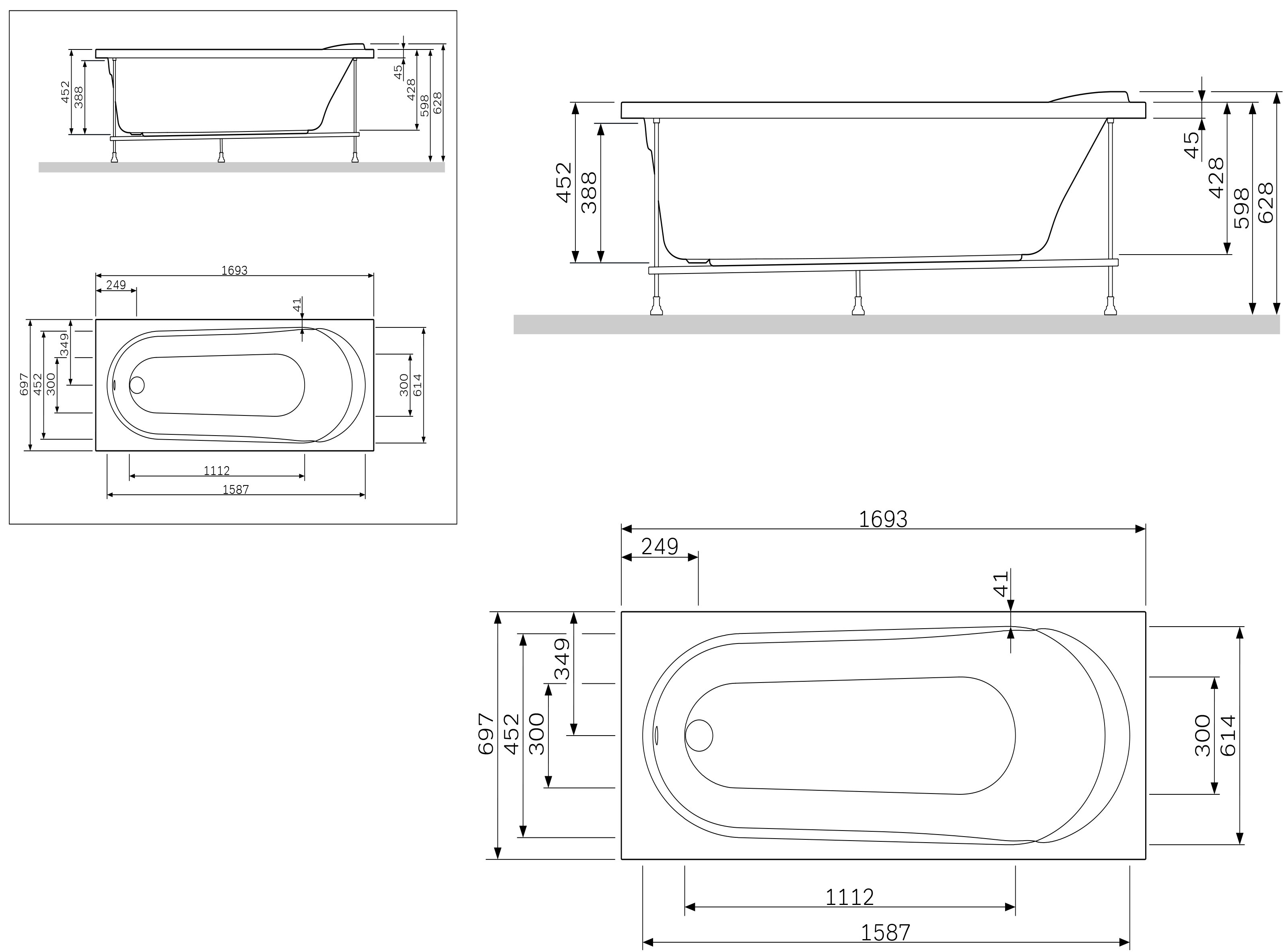 W85A-170-070W-P Панель фронтальная (универсальная) для ванн Joy/Spirit, 170 см, шт