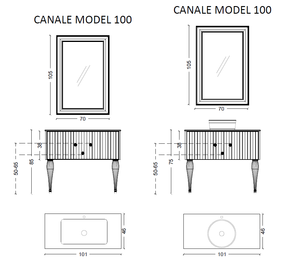 Тумба Canale 100 белая + Хром
